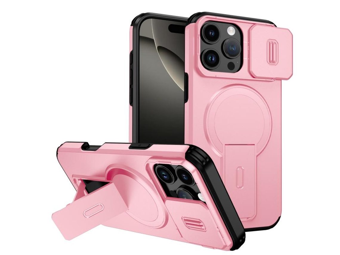 Capa Com Suporte Magsafe Para Iphone 16 Pro Max - Abertura Deslizante Com Proteção De Câmara