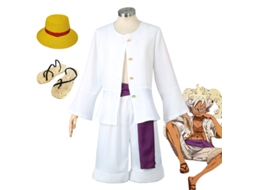 One Piece Luffy Cosplay Sun God Nika Wano País Capítulo Chapéu Sapatos Conjunto Completo S