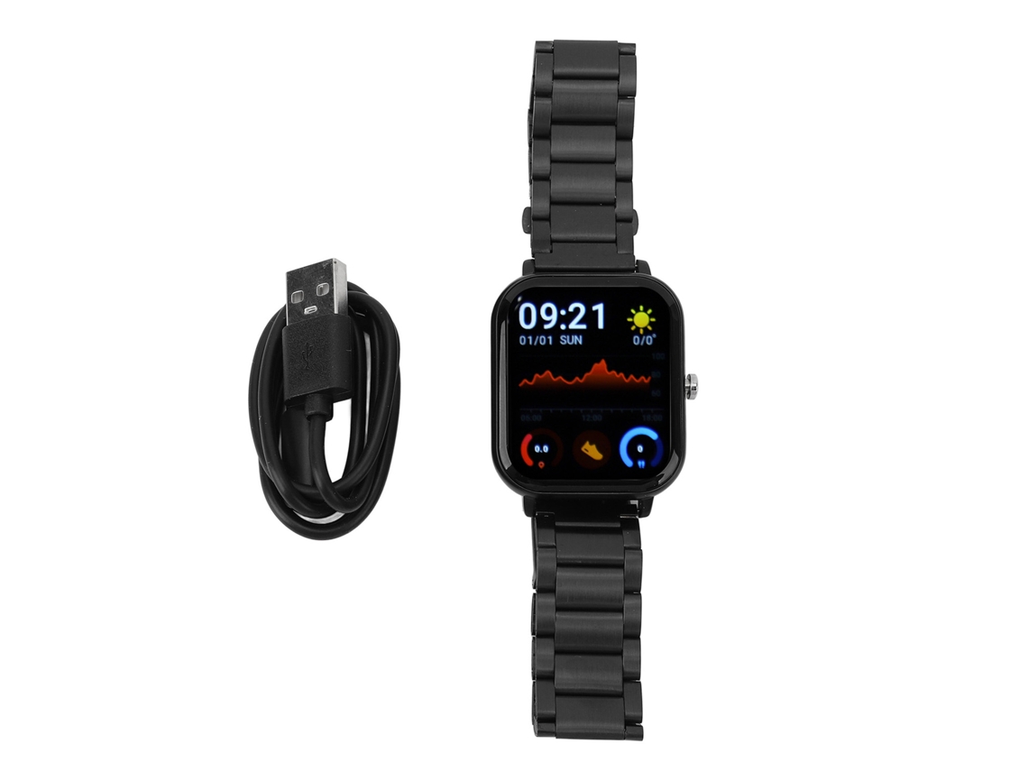 Relógio inteligente à prova d'água IP67 com tela sensível ao toque, bateria recarregável via USB de 230mAh, relógio esportivo multifuncional, preto.