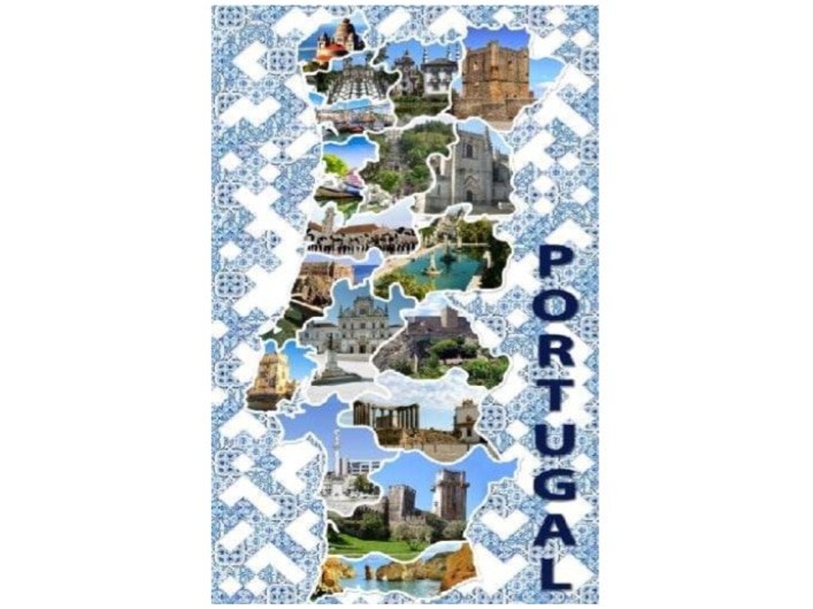 Toalha De Praia Microfibra Mapa Portugal Azulejos