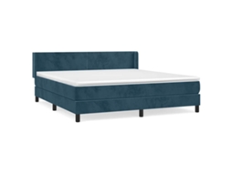 Conjunto 1 Cama Box Spring Vidaxl Azul Veludo (203 X 163 X 88 Cm)
