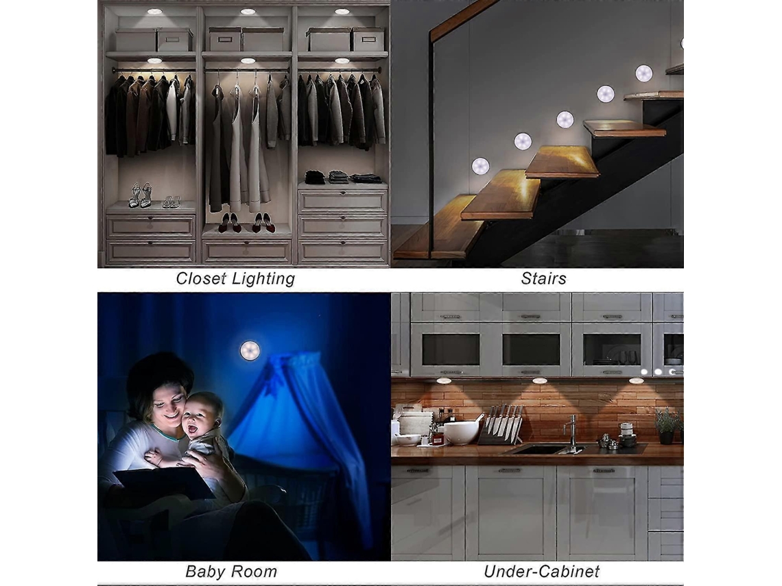 Kit Com 3 Unidades De Luz Noturna Led Com Sensor De Movimento, Recarregável, Usb, Sem Fio, 3 Modos