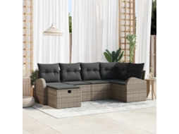Vidaxl Conjunto De Sofá De Jardim 6 Pcs Cinzeto Rattan Sintético