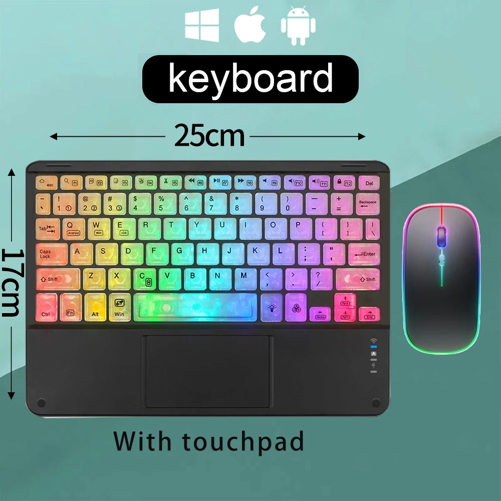 Teclado e Mouse Bluetooth Recarregáveis com Retroiluminação Rgb de 10 Polegadas MDUG (russo e Inglês)