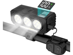 Farol De Bicicleta Com 21 Leds, Carregamento Solar, Buzina, Display, 5 Modos E Classificação Ipx6 (preto)