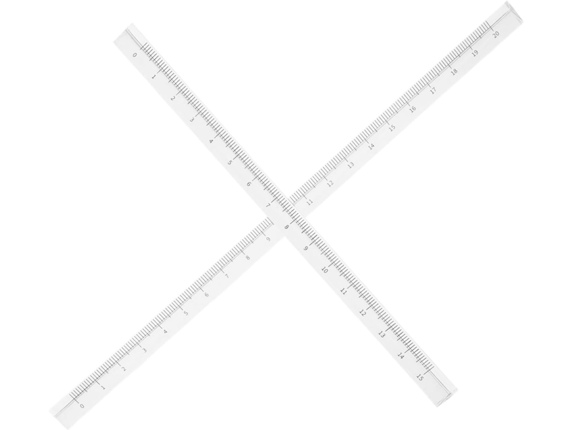 Régua Plástica Triangular Transparente, com Duas Peças, para Desenho E Medição