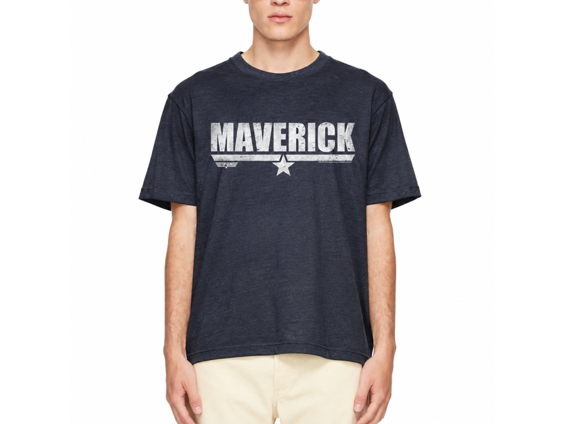 Rockinstone Top Gun Movie Maverick Heather Navy Adult T-shirt Size:l