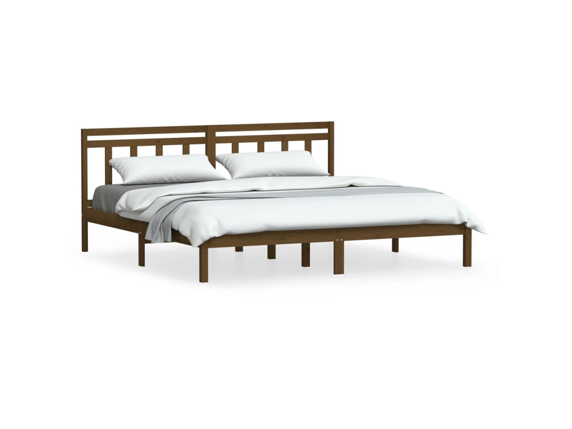 Bed Frame, Bed Frames Vidaxl Marrom Madeira De Pinho (200 X 200 Cm)