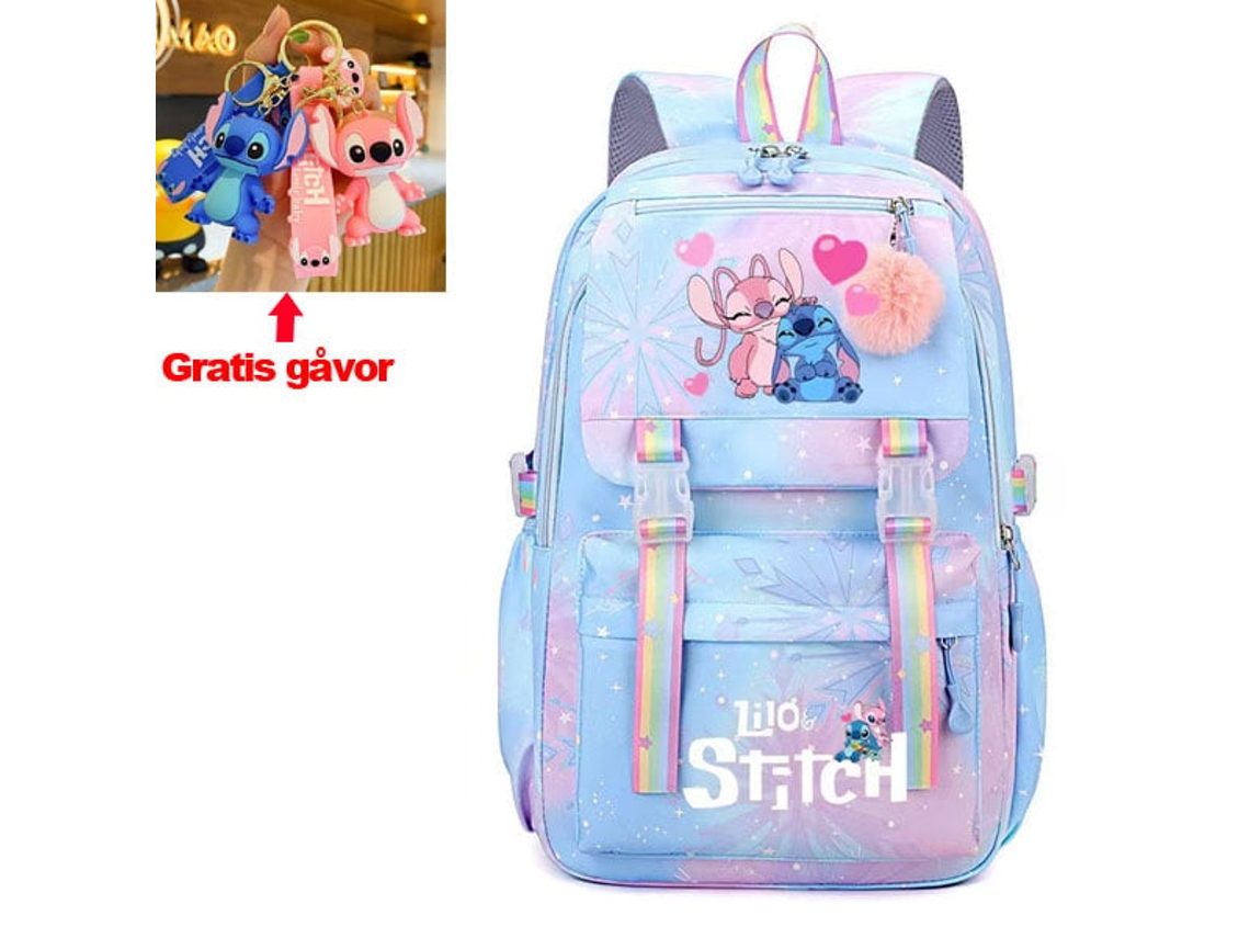 Mochila Escolar Feminina Stitch, Grande Capacidade, Casual, Azul BRILVIBERA