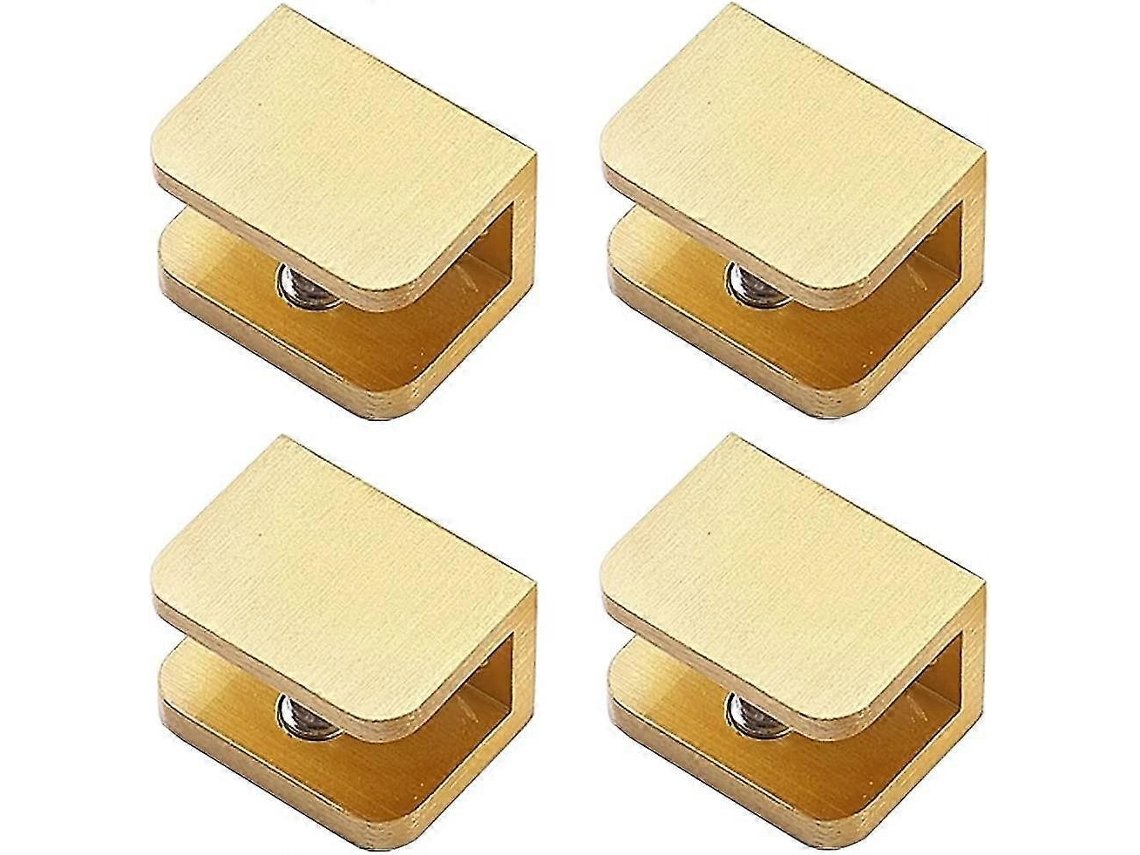 4 Abrazaderas de Vidrio de Latón, Soporte para Estante Sin Perforar En Vidrio (para Vidrio 10mm 12mm, Oro)