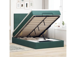 Estrutura De Cama Otomana Com Colchões Verde Escuro Veludo