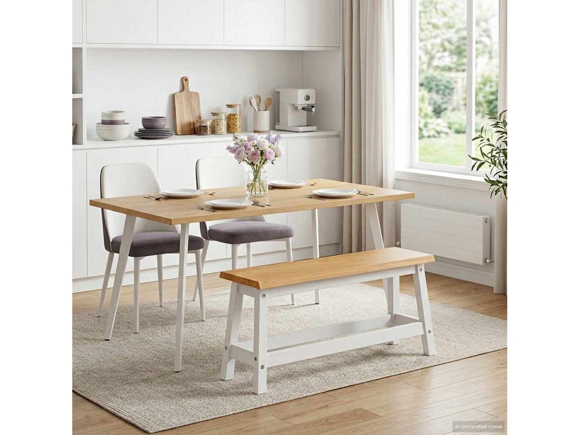 Vidaxl Banco De Jantar Ekai Branco 91,5 X 29 X 45,5 Cm