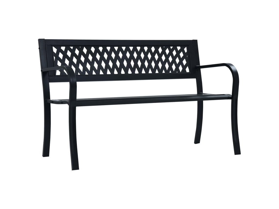 Banco de jardim VIDAXL Preto Metal (125x53x77 cm)