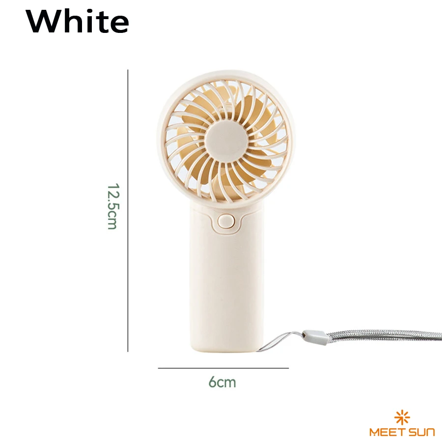 Mini Ventilador Portátil MDUG com Alça de Pulso e Pilhas AA (branco)