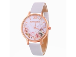 Relógio de Pulso Feminino de Quartzo com Pulseira Pu Estilo Moderno Diâmetro 3,9cm Branco