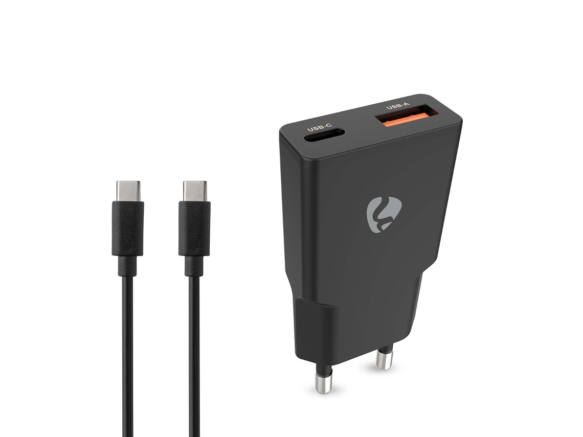 Carregador De Parede Gan De 20 W Com Duas Portas, Usb-c Pd E Cabo