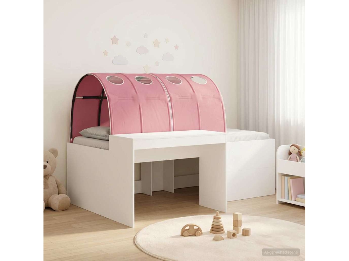 Vidaxl Cama com Túnel 3 Unid. Branco e Rosa Madeira Processada