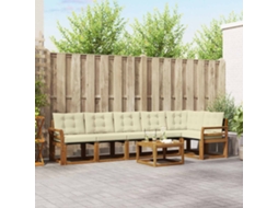 Vidaxl Conjunto De Sofás Para Exterior 7 Pcs Natural E Creme