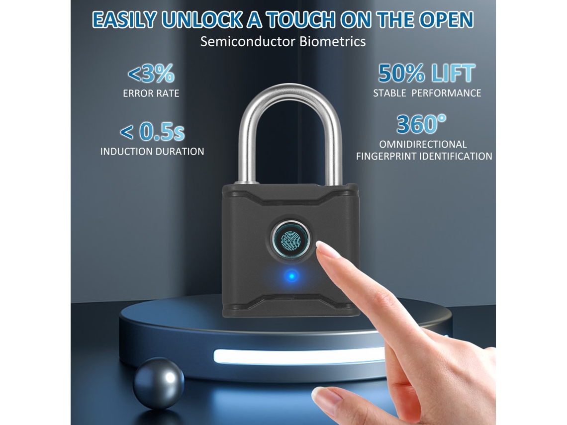 Laxiscreed Cadeado Inteligente Bluetooth Com Impressão Digital, Recarregável E Sem Chave Para Segurança