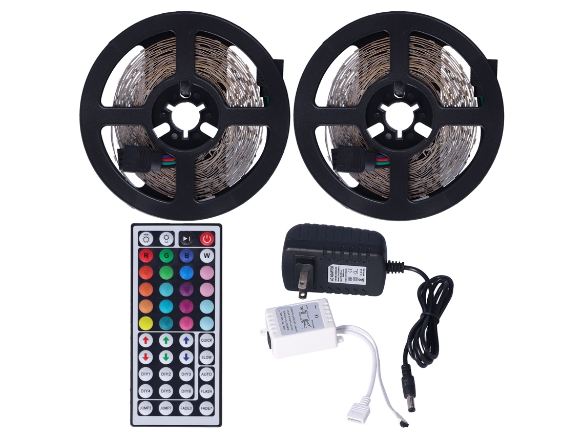 Faixa de Luz Rgb 600led 10m com Controle Remoto 44 Teclas para Decoração Interna, TV