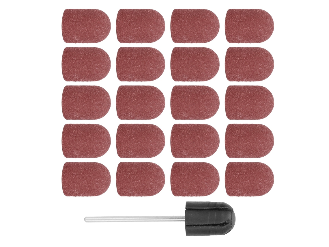 Conjunto De Bicos De Lixa Para Unha Com Capa De Polimento (10x15mm) Marrom - 20 Capas E 1 Eixo