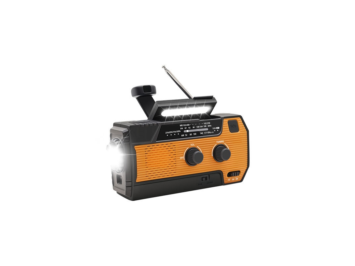 Rádio de Emergência Multifuncional com Manivela, Iluminação Externa e Proteção Contra Desastresor Laranja AQUAFORGE