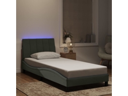 Vidaxl Estrutura De Cama Com Led Sem Colchão Hanko 90x190 Cm Veludo Cinzento-claro