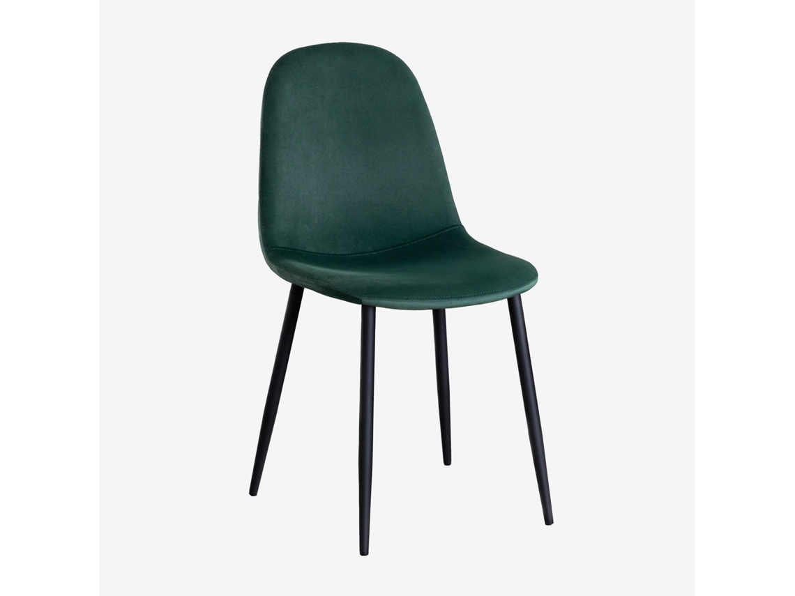 Sklum Pack De 4 Cadeiras De Jantar Glamm Poliéster     Preto                  Velluto Verde Selva                               Veludo
