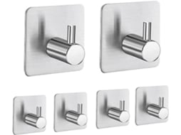 Ganchos - Conjunto De 6 Ganchos Autoadesivos De Aço Inoxidável Para Toalhas - Ideais Para Casa De Banho, Lavabo, Cozinha E Escritório