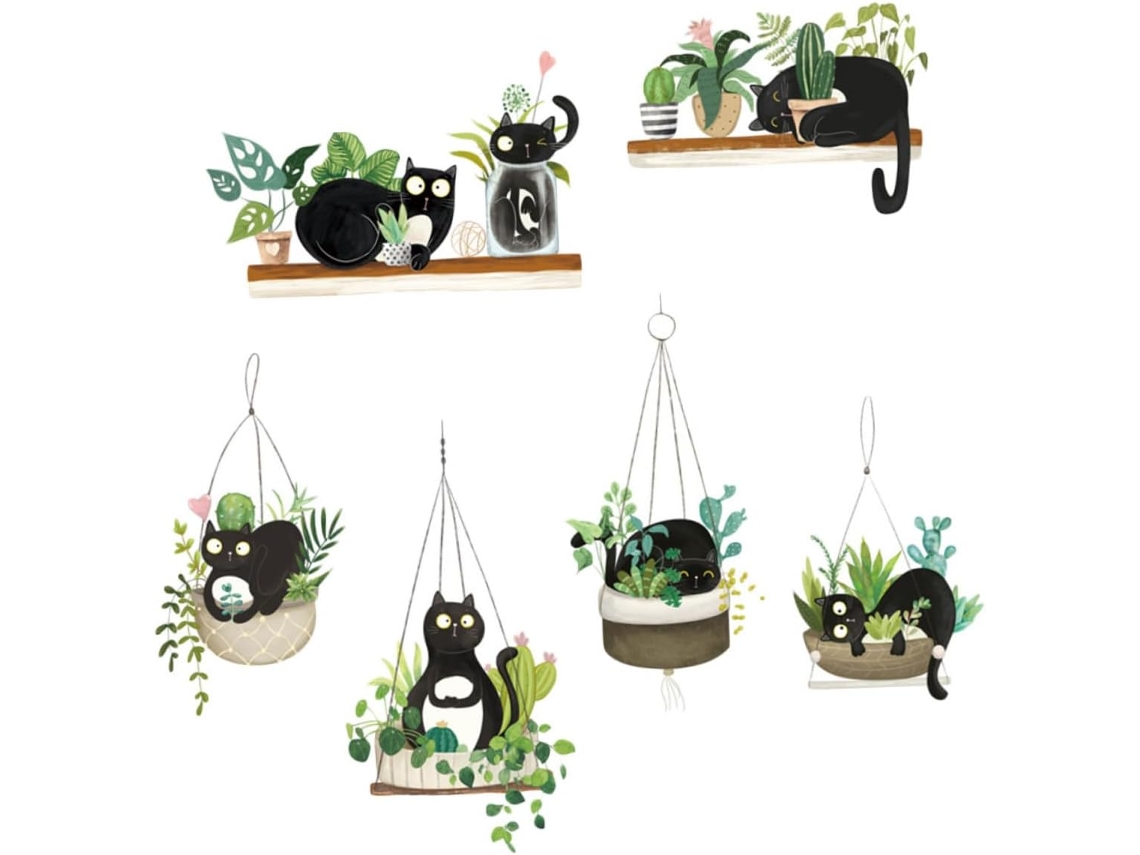 De 2 Adesivos De Parede Com Tema De Gatos E Decalques Decorativos Duráveis Em Pvc Para Decorar Quartos E Salas De Estar. Gokoco