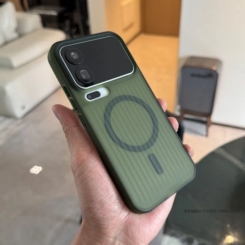Capa Magnética À Prova De Choque (xiaomi 14 Verde), Fosca Semitransparente.
