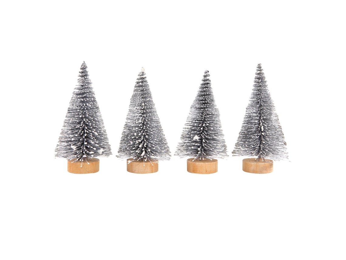 Elysve Mini Árvores De Natal – 4 Peças Com Base De Madeira Para Decoração