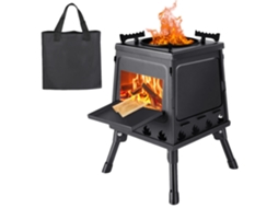 Fogão De Camping, Aço Carbono, 22 X 22 X 35 Cm, 24 X 24 X 10 Cm, 3,2 Kg, Suportes De Panela Ajustáveis