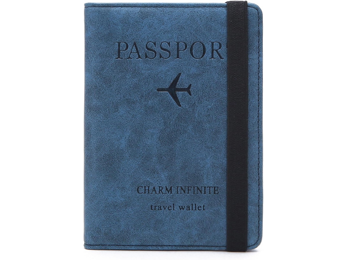 Porta-passaporte De Viagem, Cor Azul, Com Proteção Rfid, Compartimentos Para Cartões E Documentos