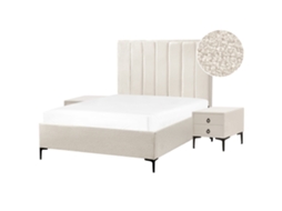 Conjunto De Dormitorio Beliani Sezanne De Bouclé Blanco 150x215x142