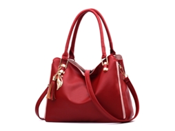 Bolsa Feminina em Couro Macio, Modelo 2026 com Blocos de Cores, Grande Capacidade, Pode Ser Usada como Bolsa de Mão Ou Transv claret YUNZII
