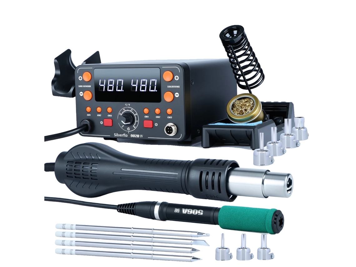 Estação De Solda, Reparo Com Ar Quente, Controle Digital De Temperatura, Pacote 2, 220v Ue-a
