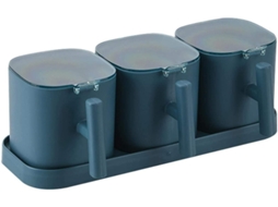 Conjunto De Frascos De Tempero Com Bandeja, Vedação À Prova De Umidade, Saliera, Três Peças