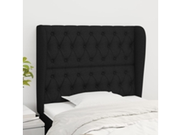 Vidaxl Cabeceira De Cama C/ Abas Tecido 93x23x118/128 Cm Preto