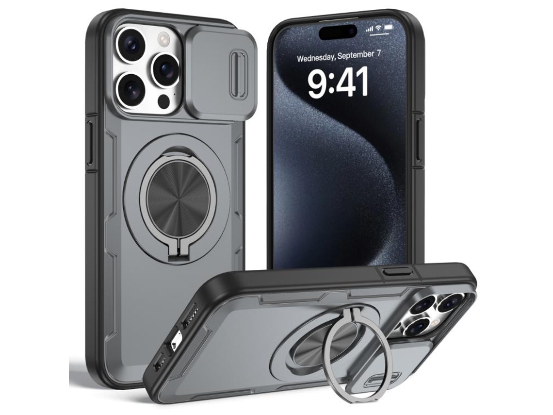 Capa Zruxe Compativel Com Iphone 15 Pro Max (magsafe - Suporte Giratorio - Cinzento)