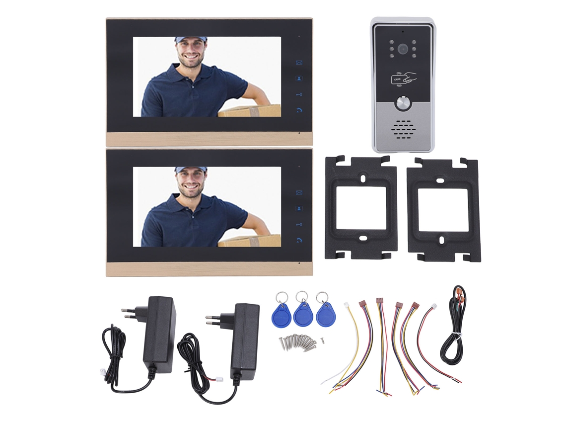 Sistema de Intercomunicacao Video Inteligente 7in Tft Hd com Buzzer Display Colorido Plug Us Preto/prata