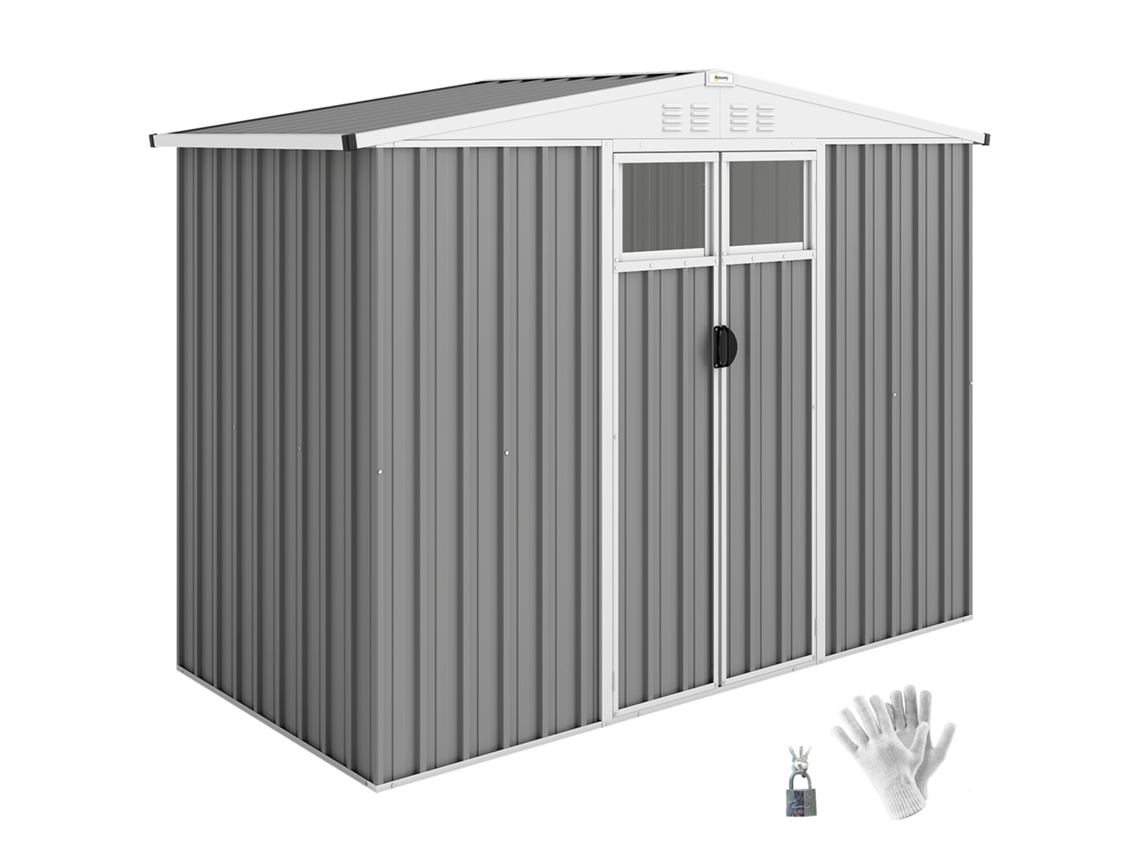 Gaiola externa para coelhos em madeira e metal, para 2-3 animais, 225x70x100cm, cinza e branco | S/MARCA