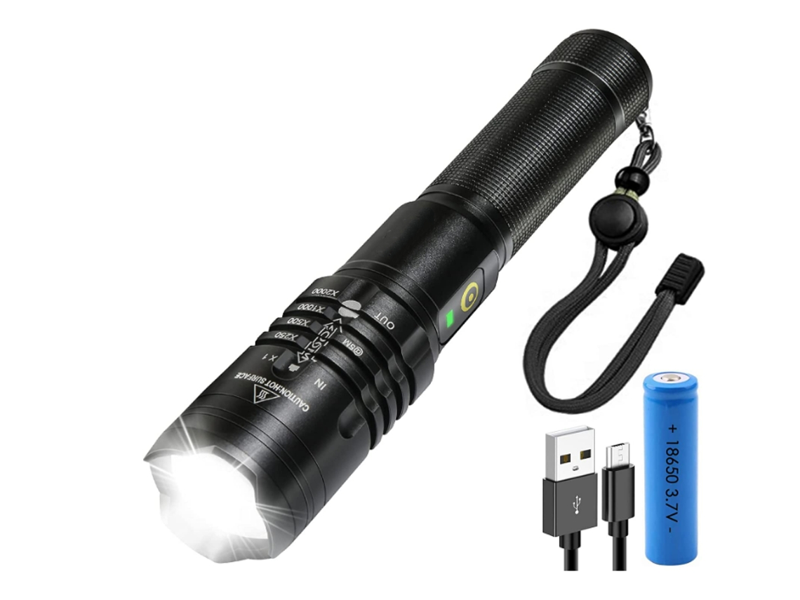 Lanterna Led 2000mah 18650 5modos Zoom Ipx4 Camping/caminhadas/emergencia Preto Yizhood