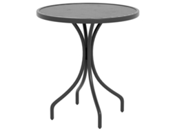 Mesa Jardim Redonda Ø66cm Em Aço Galvanizado Com Tampo Ripas, Preta