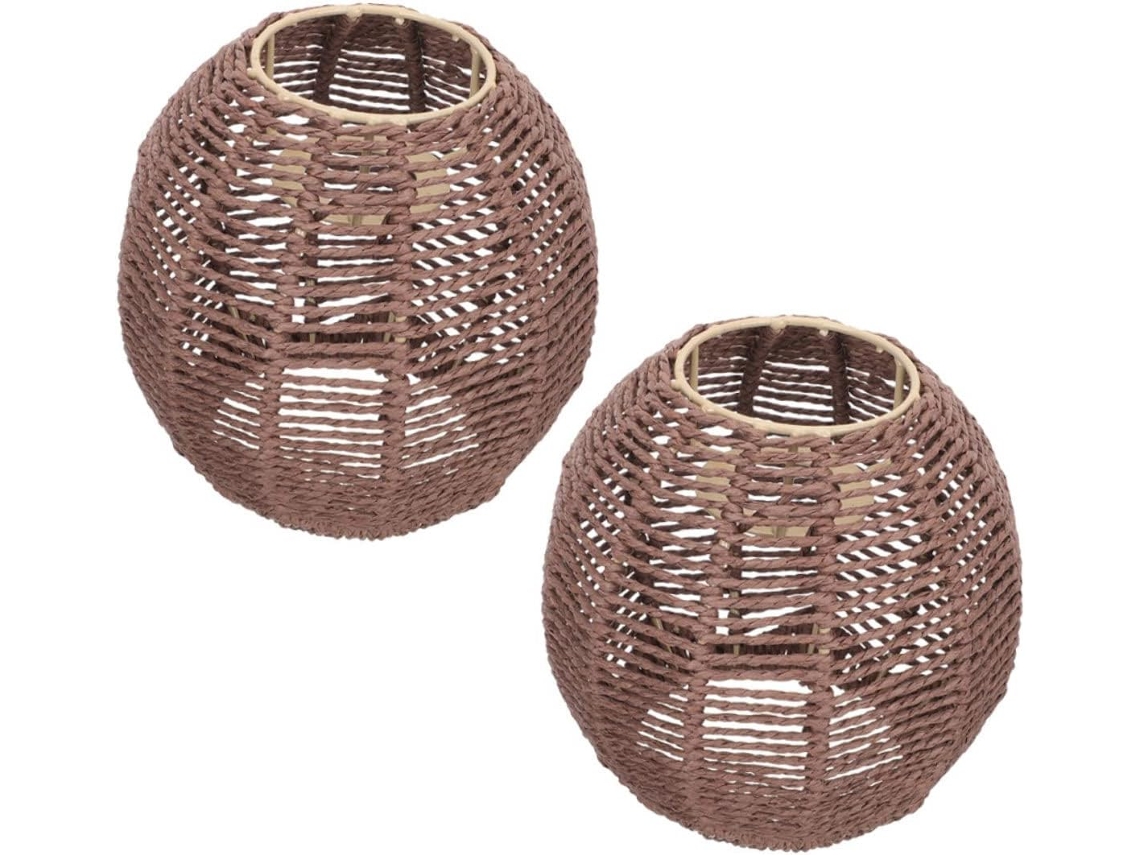 Conjunto De 2 Luminárias De Teto Rústicas E Leves Em Rattan.