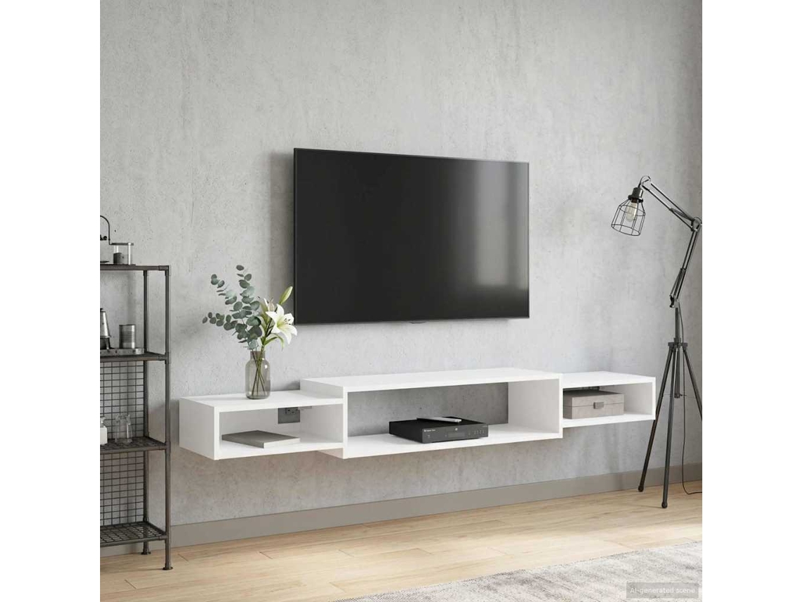Vidaxl Armário De Tv Montado Na Parede Montagem Na Parede Branco