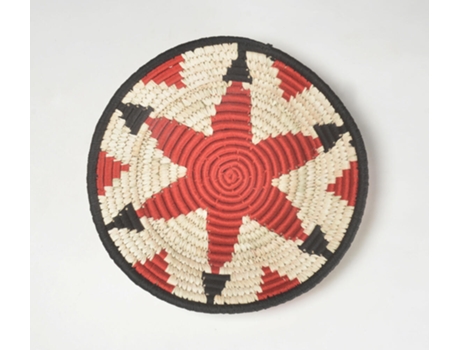 Peça Decorativa LUV SAFFRON Handwoven Tribal Star Round Wall Plate