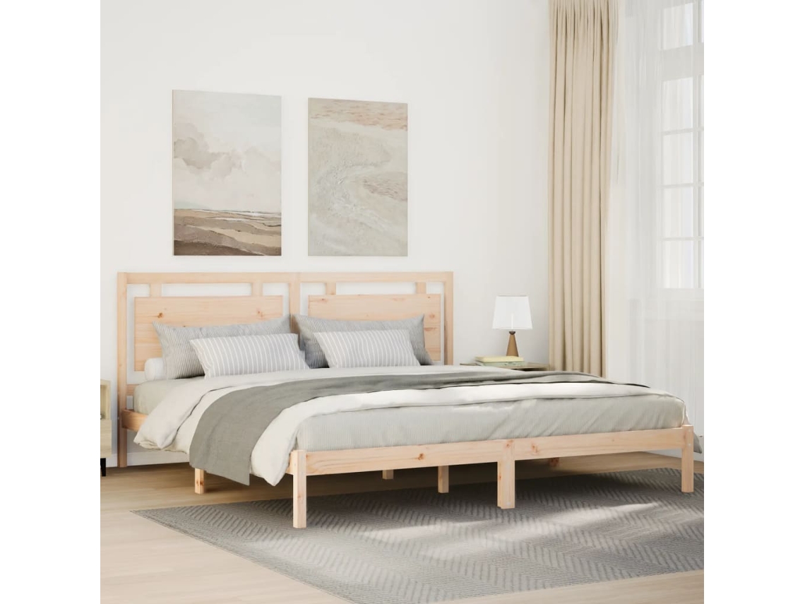 Vidaxl Cama Extra Longa Sem Colchão 200x220 Cm Madeira Maciça