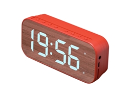 Reloj Alarma Com Alto-falante Bluetooth, Reloj Digital Espelho Para Quarto Escritório Vermelho