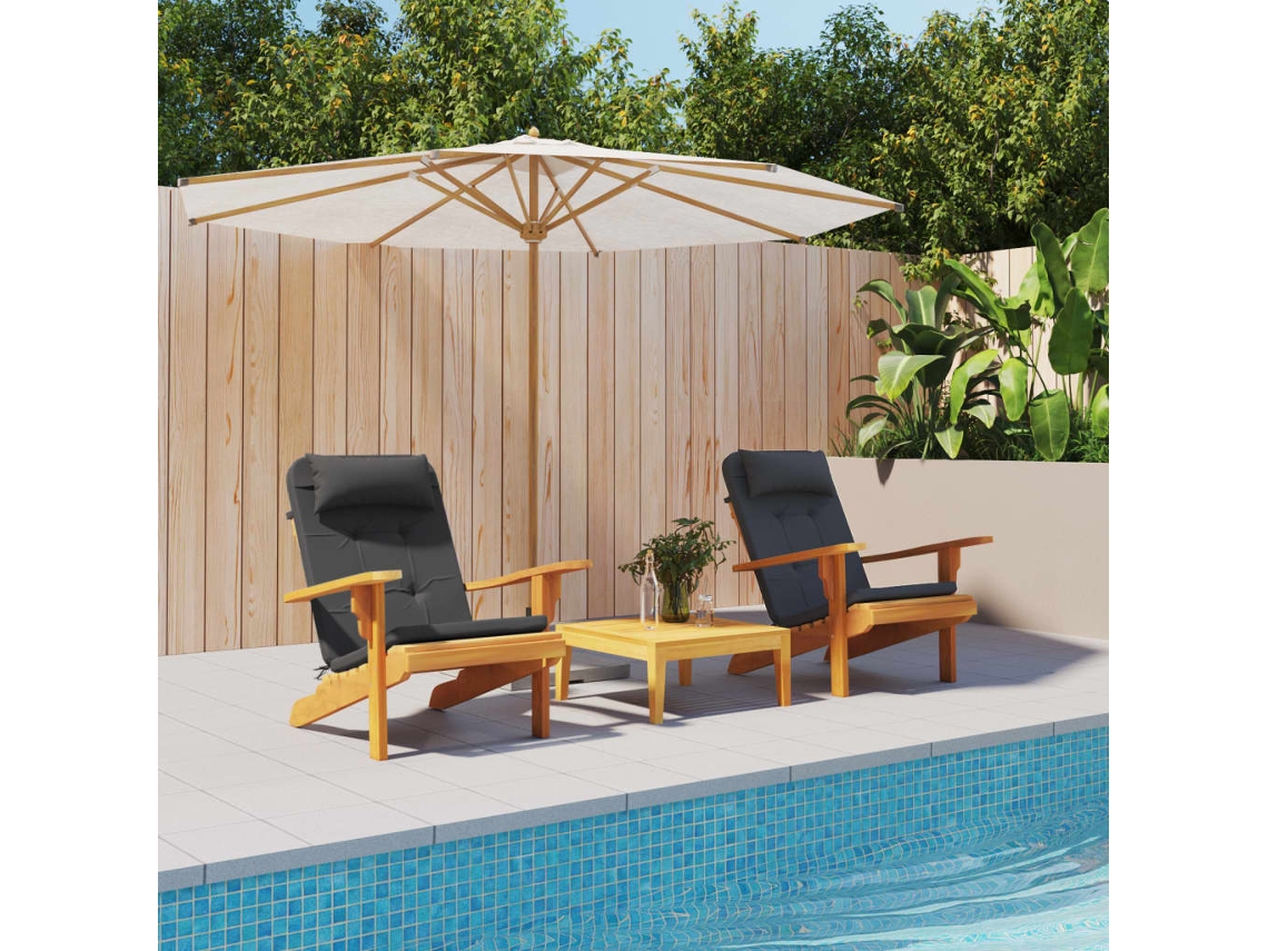 Vidaxl Almofadões P/ Cadeira Adirondack 2 Pcs Tecido Oxford Preto